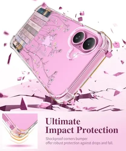 GVIEWIN for iPhone 16 Case Floral, with Screen Protector&Camera Lens Protector, [Non Yellowing] Soft Shockproof Clear Phone Protective Cover for Women, Flower Pattern Design 6.1
