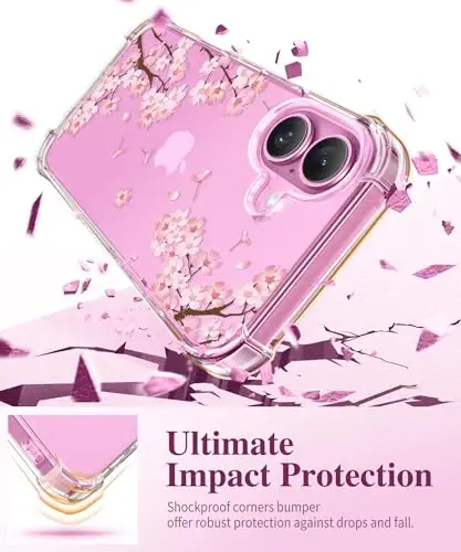 GVIEWIN for iPhone 16 Plus Case Floral, with Screen Protector&Camera Lens Protector, [Non Yellowing] Soft Shockproof Clear Phone Protective Cover for Women, Flower Pattern Design 6.7