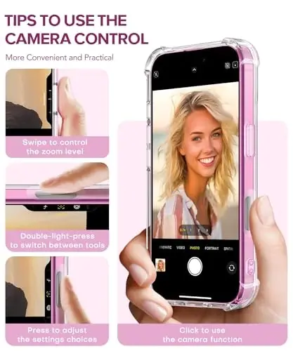 GVIEWIN for iPhone 16 Plus Case, with Screen Protector & Camera Lens Protector, Floral Shockproof Protective Bumper Slim Soft Clear Phone Cover for Women 2024 6.7