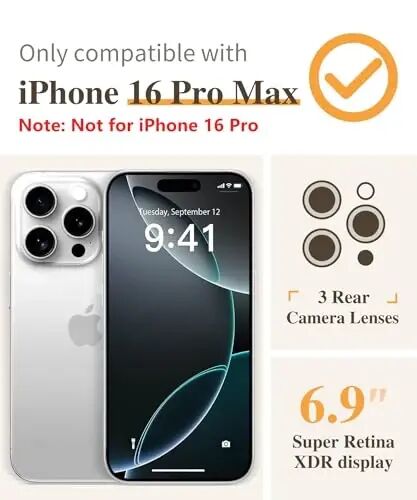 GVIEWIN for iPhone 16 Pro Max Case Floral, Screen Protector& Lens Protector | Non Yellowing, Soft Shockproof Clear Phone Protective Cover for Women, Flower Pattern Design 6.9