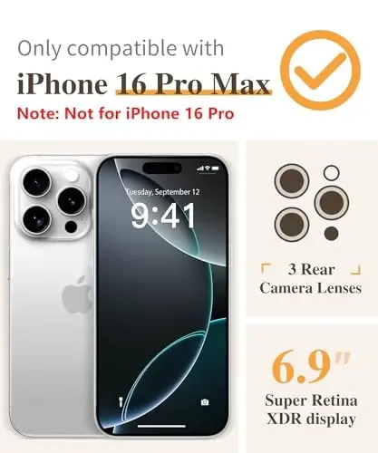 GVIEWIN for iPhone 16 Pro Max Case Floral, with Screen Protector&Camera Lens Protector,[Non Yellowing] Slim Shockproof Clear Phone Protective Cover for Women,Flower Pattern Design 6.9