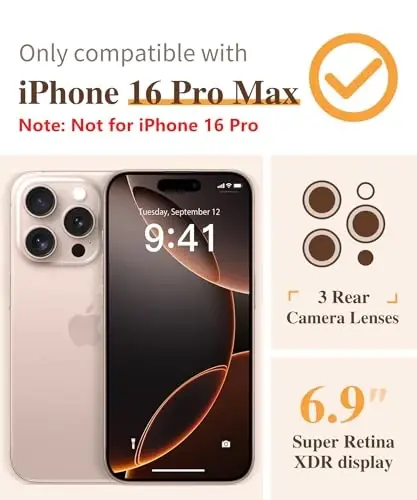 GVIEWIN for iPhone 16 Pro Max Case Floral, with Screen Protector&Camera Lens Protector,[Non Yellowing]Slim Shockproof Clear Phone Protective Cover for Women,Flower Pattern 6.9