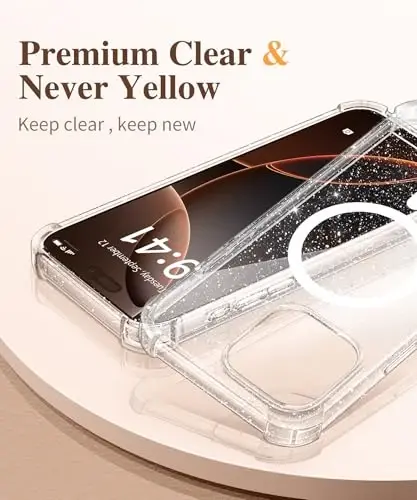 GVIEWIN for iPhone 16 Pro Max Case Floral, with Screen Protector&Camera Lens Protector,[Non Yellowing]Slim Shockproof Clear Phone Protective Cover for Women,Flower Pattern 6.9