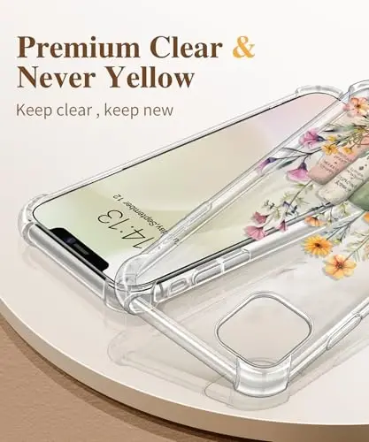 GVIEWIN iPhone 11 uchun g‘ilof, gulli dizayn, ekran va kamera himoyachisi bilan, [sarg‘aymaydigan] yumshoq zarbaga chidamli shaffof ayollar uchun g‘ilof, 6.1 dyuym (Dasiphora/Sariq) - 3