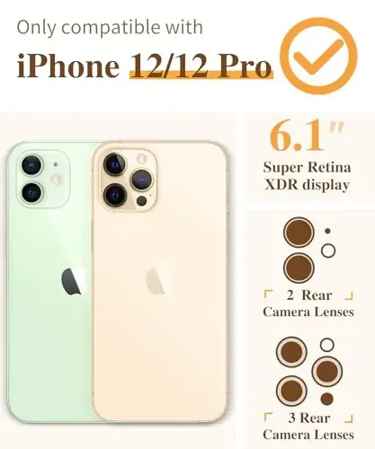 GVIEWIN iPhone 12 va iPhone 12 Pro g'ilofi gulli, ekran himoyachisi va kamera linzalari himoyachisi bilan, [sarg'aymaydigan] yumshoq zarbga chidamli shaffof telefon himoya g'ilofi, ayollar uchun, gul naqshli 6.1
