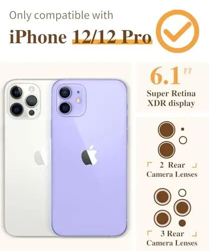 GVIEWIN for iPhone 12&iPhone 12 Pro Case Floral, with Screen Protector&Camera Lens Protector,[Non Yellowing] Soft Shockproof Clear Phone Protective Cover for Women, Flower Pattern 6.1