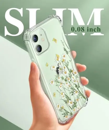 GVIEWIN for iPhone 12&iPhone 12 Pro Case Floral, with Screen Protector&Camera Lens Protector,[Non Yellowing] Soft Shockproof Clear Phone Protective Cover for Women,Flower Pattern 6.1