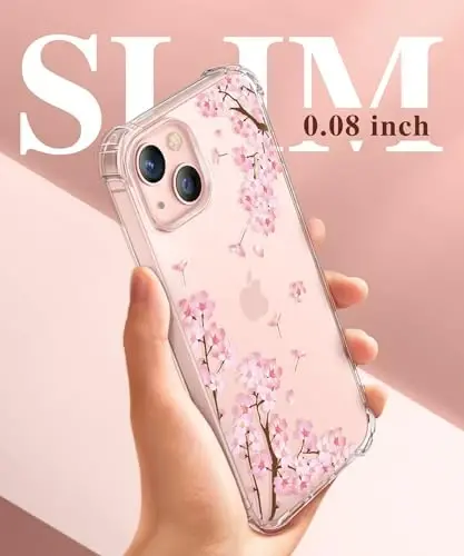 GVIEWIN iPhone 13 Gulli G‘ilof, Ekran va Kamera Himoya Oynasi Bilan, [Sarg‘aymaydigan] Yumshoq Zarbaga Chidamli Shaffof Himoya G‘ilof Ayollar Uchun, Gul Naqshli Dizayn 6.1