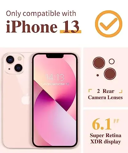 GVIEWIN iPhone 13 Kılıf Çiçekli, Ekran Koruyucu ve Kamera Lens Koruyucu ile, [Sararma Yapmaz] Yumuşak Darbeye Dayanıklı Şeffaf Kadın Telefon Kılıfı, Çiçek Desenli Tasarım 6.1