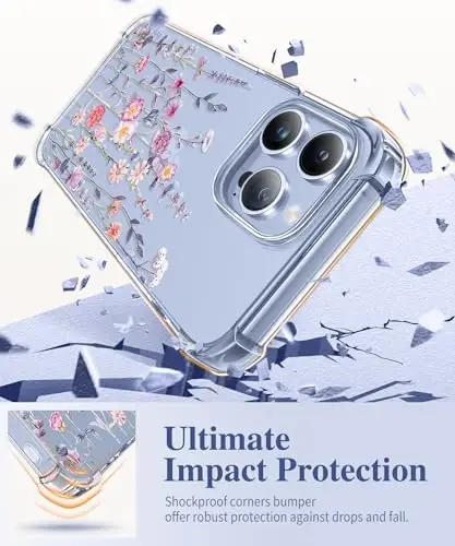 GVIEWIN iPhone 13 Pro Max Kılıfı Çiçekli, Ekran Koruyucu ve Kamera Lens Koruyuculu, [Sararma Yapmaz] Kadınlar için Yumuşak Darbe Emici Şeffaf Telefon Koruyucu Kılıf, Çiçek Desenli Tasarım 6.7