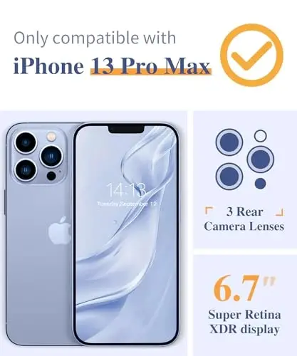 GVIEWIN iPhone 13 Pro Max uchun guldor g‘ilof, ekran va kamera linzalari uchun himoya plyonkasi bilan, [sarg‘aymaydigan] yumshoq zarbaga chidamli shaffof ayollar uchun g‘ilof, gul naqshli dizayn 6,7 dyuym (Sweet Posy) - 2
