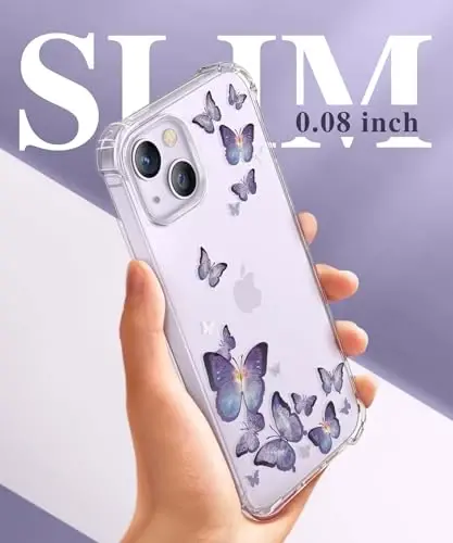 GVIEWIN iPhone 14 Plus Kılıfı Çiçekli, Ekran Koruyucu ve Kamera Mercek Koruyuculu, [Sararmaz] Kadınlar için Yumuşak Darbeye Dayanıklı Şeffaf Telefon Koruyucu Kılıf, Çiçek Desenli Tasarım 6,7