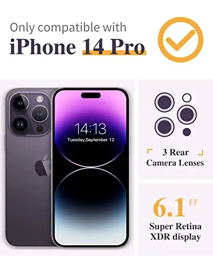 GVIEWIN iPhone 14 Pro Kılıf Çiçekli, Ekran Koruyucu ve Kamera Lens Koruyuculu, [Sararma Yapmaz] İnce Darbeye Dayanıklı Şeffaf Telefon Koruyucu Kılıf Kadınlar için, Çiçek Desenli Tasarım 6.1