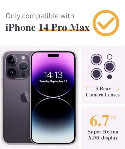 GVIEWIN iPhone 14 Pro Max Kılıf Çiçekli, Ekran Koruyucu ve Kamera Lens Koruyucu ile, [Sararmaz] Yumuşak Darbeye Dayanıklı Şeffaf Telefon Koruyucu Kılıf, Kadınlar için, Çiçek Desenli 6.7
