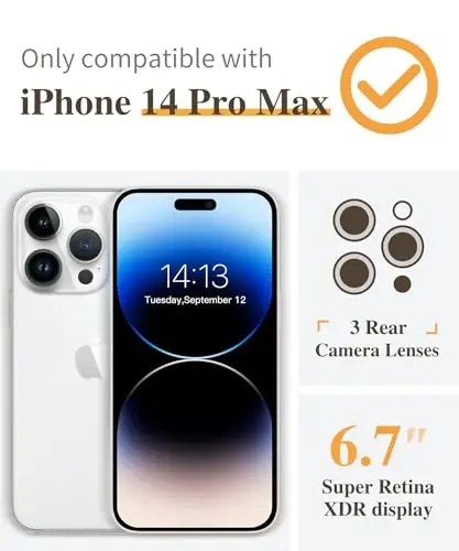 GVIEWIN iPhone 14 Pro Max Kılıf Çiçekli, Ekran Koruyucu ve Kamera Lens Koruyucu ile,[Sararmaz] Kadınlar için Yumuşak Darbeye Dayanıklı Şeffaf Telefon Koruyucu Kapak, Çiçek Desenli 6.7