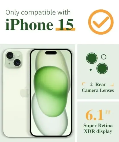 GVIEWIN iPhone 15 Guli Qopqoqli G‘ilof, Ekran Himoyachisi va Kamera Linza Himoyachisi Bilan,[Sarg‘aymaydigan] Ayollar Uchun Yumshoq Zarbaga Chidamli Tiniq Telefon Himoya Qoplami, Gul Naqshli Dizayn 6.1