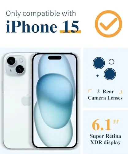 GVIEWIN iPhone 15 uchun gulli g‘ilof, ekran va kamera linzalari uchun himoya plyonkasi bilan, [sarg‘aymaydigan] ayollar uchun yumshoq, zarbaga chidamli shaffof himoya g‘ilofi, gul naqshli dizayn 6.1