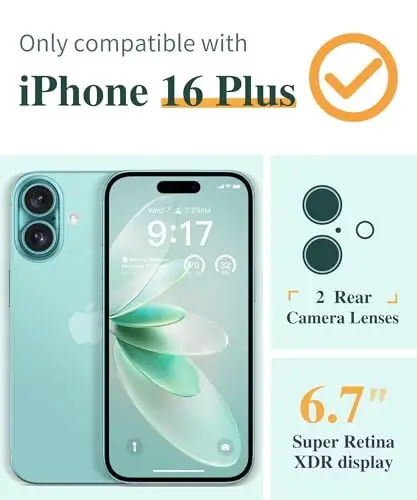 GVIEWIN for iPhone 16 Plus Case Floral, with Screen Protector&Camera Lens Protector,[Non Yellowing] Soft Shockproof Clear Phone Protective Cover Women, Flower Pattern Design 6.7