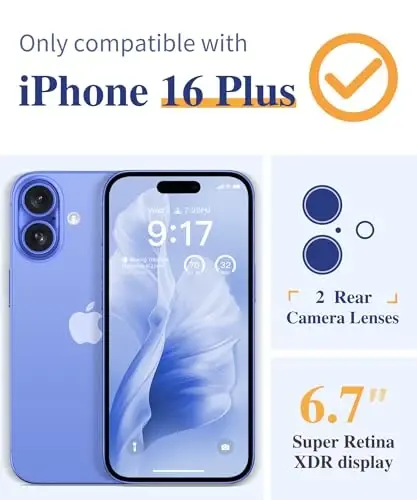 GVIEWIN for iPhone 16 Plus Case Floral, with Screen Protector&Camera Lens Protector,[Non Yellowing] Soft Shockproof Clear Phone Protective Cover Women, Flower Pattern Design 6.7