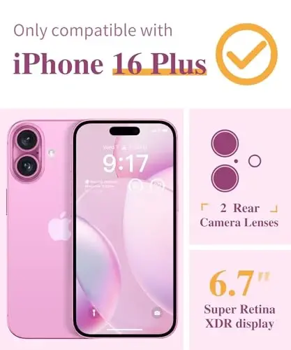 GVIEWIN iPhone 16 Plus Kılıf Çiçekli, Ekran Koruyucu ve Kamera Mercek Koruyucusu ile,[Sararmaz] Yumuşak Darbeye Dayanıklı Şeffaf Telefon Koruyucu Kılıf Kadınlar, Çiçek Desenli Tasarım 6.7