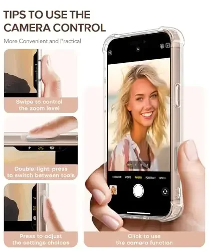 GVIEWIN iPhone 16 Pro uchun g‘ilof, ekran va kamera linzalari himoyachisi bilan, harbiy darajadagi himoya, zarbaga chidamli yupqa gul naqshli ayollar telefoni g‘ilofi iPhone 16 Pro uchun, Olcha/Lavanda - 6