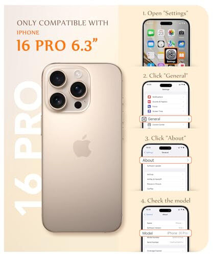GVIEWIN iPhone 16 Pro uchun MagSafe bilan mos marmar naqshli qopqoq [ekran va kamera linzalari himoyachi bilan], harbiy darajali himoyaga ega ayollar uchun zarbaga bardoshli magnitli telefon qopqog'i (Sadof/Oltin) - GVIEWIN