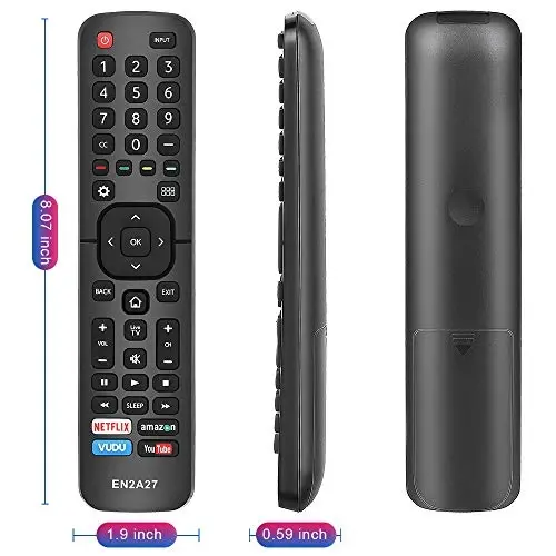 Gvirtue EN2A27 Evrensel Tüm Hisense TV Uzaktan Kumandası, Hisense Akıllı TV Uzaktan Kumandası Yedeği, Hisense LED LCD UHD 4K Android Akıllı TV için, Netflix, Amazon, Vudu, YouTube Düğmeleriyle - GVIRTUE