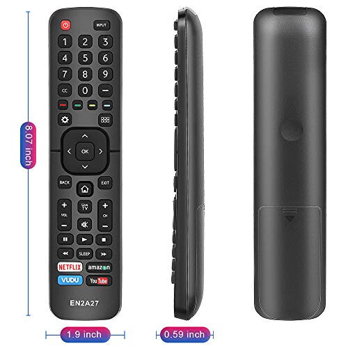 Gvirtue EN2A27 New Universal Remote for All Hisense TV Remote, Replacement Control for Hisense-Smart-TV-Remote, for Hisense LED LCD UHD 4K Android Smart TV, with Netflix, Amazon, Vudu, YouTube Buttons - 10