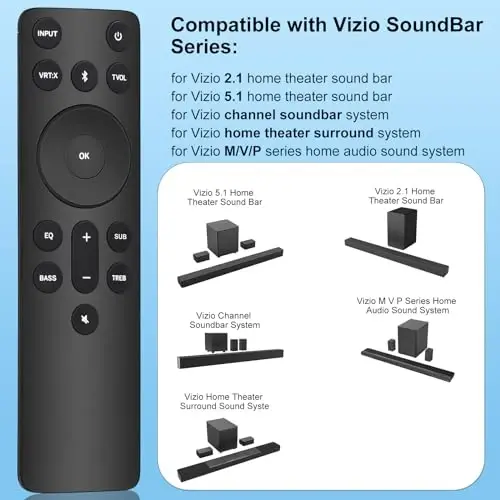 Gvirtue New Replacement Remote for Vizio 5.1/2.1 Home Theater Sound Bar, Remote for Vizio M/V/P Series Home Audio Sound System - GVIRTUE (1)