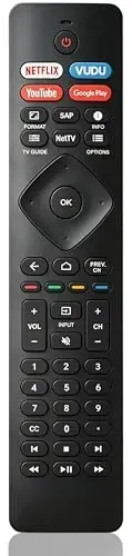 Gvirtue New Universal Remote for All Philips TV Remote, Replacement Compatible for All Philips Smart TV, LED, LCD, HDTV, 3D, 4K UHD TV, with Shortcut Button for Netflix, Vudu, YouTube, Google Play 