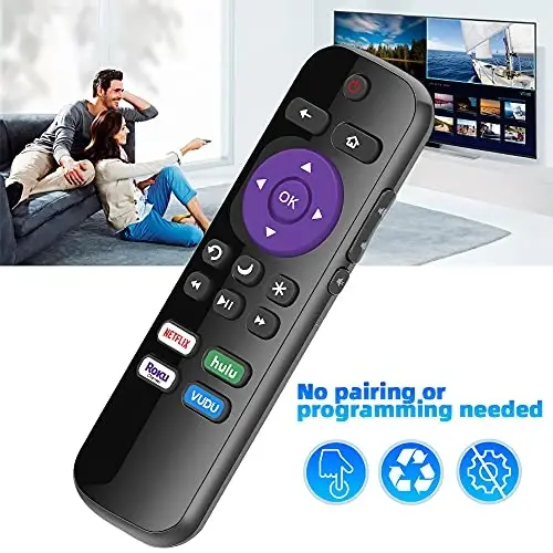 Gvirtue Replacement Remote Control Compatible for All Onn Roku Smart TV, Universal for Onn Roku TV Remote, for 24” 32” 40” 43” 50” 55” 58” 65” 70” Roku TV with Netflix Hulu Vudu Button - 3