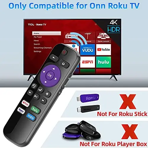 Gvirtue Replacement Remote Control Compatible for All Onn Roku Smart TV, Universal for Onn Roku TV Remote, for 24” 32” 40” 43” 50” 55” 58” 65” 70” Roku TV with Netflix Hulu Vudu Button - 5