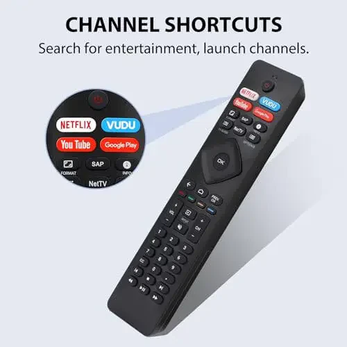 Universal Remote for All Philips TV Remote Replacement, for Philips Smart TV, LED, LCD, HDTV, 3D, 4K UHD TVs - 3