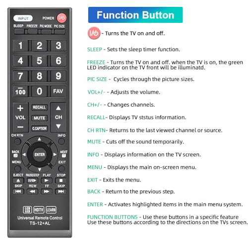 Gvirtue Universal Remote Control Compatible Replacement for Toshiba TV/ HDTV/ LCD/ LED, CT-90325 CT-90326 CT-90329 CT-8037 CT-90302 CT-90275 CT-90 CT-90366 - 4