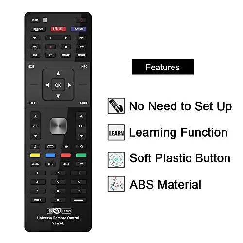 Gvirtue Universal TV Remote for Almost All Vizio LED LCD 3D Smart E Series TV Smart Internet Apps with Amazon, Netflix and M-GO Keys, Sub XRT112 XRT100 VR1 2 10 15 etc., VZ-2+L - 4