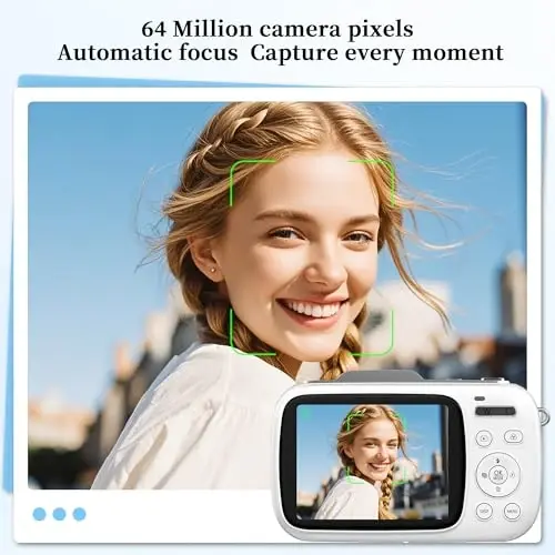 GWAEPU 4K Digital Cameras for Vlogging: 64MP Point and Shoot Compact Small Travel Camera - 18X Zoom 32G TF Card & 2.8-inch Screen for Kids Beginners Teens Adults Girls White - 3