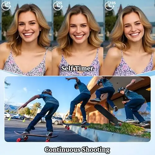 GWAEPU 4K Digital Cameras for Vlogging: 64MP Point and Shoot Compact Small Travel Camera - 18X Zoom 32G TF Card & 2.8-inch Screen for Kids Beginners Teens Adults Girls White - 5