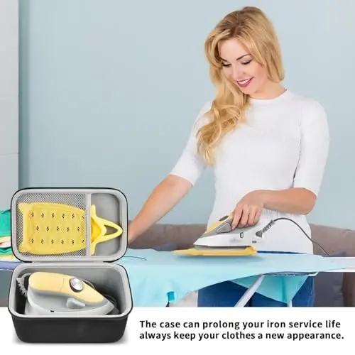GWCASE Case Compatible with Newbealer/for Sunbeam Hot-2-Trot/for Oliso M3Pro M2 Mini Travel Iron for Sewing, Carrying Holder for Small Craft Quilting Irons with Steam& Silicone Rest (Box Only)- Black - 5