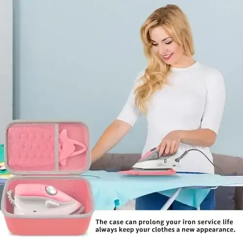GWCASE Case Compatible with Newbealer/for Sunbeam Hot-2-Trot/for Oliso M3Pro M2 Mini Travel Iron for Sewing, Carrying Holder for Small Craft Quilting Irons with Steam& Silicone Rest (Box Only)- Coral - 6