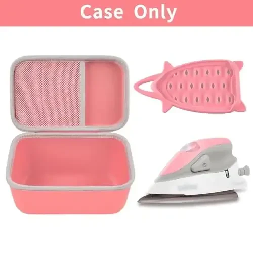GWCASE Case Compatible with Newbealer/for Sunbeam Hot-2-Trot/for Oliso M3Pro M2 Mini Travel Iron for Sewing, Carrying Holder for Small Craft Quilting Irons with Steam& Silicone Rest (Box Only)- Coral - 2