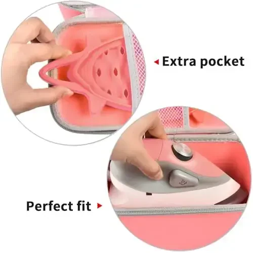 GWCASE Case Compatible with Newbealer/for Sunbeam Hot-2-Trot/for Oliso M3Pro M2 Mini Travel Iron for Sewing, Carrying Holder for Small Craft Quilting Irons with Steam& Silicone Rest (Box Only)- Coral - 3