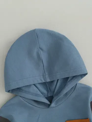 GXFC Baby Boys Fall Tracksuit Outfits Clothes 6M 1T 2T 3T Kids Boys Long Sleeve Hooded Contrast Color Sweatshirt and Elastic Waistband Long Pants 2 Piece Casual Autumn Clothing for Toddler Boys - 2