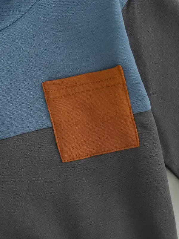 GXFC Baby Boys Fall Tracksuit Outfits Clothes 6M 1T 2T 3T Kids Boys Long Sleeve Hooded Contrast Color Sweatshirt and Elastic Waistband Long Pants 2 Piece Casual Autumn Clothing for Toddler Boys - 4