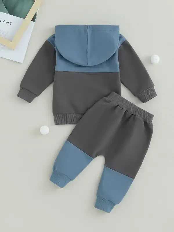 GXFC Baby Boys Fall Tracksuit Outfits Clothes 6M 1T 2T 3T Kids Boys Long Sleeve Hooded Contrast Color Sweatshirt and Elastic Waistband Long Pants 2 Piece Casual Autumn Clothing for Toddler Boys - 6