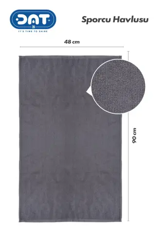 Mikrofiber Sporcu Havlusu 48x90 cm. Gri Gym Fitness Hızlı Kuruyan Havlu - Gri - 3