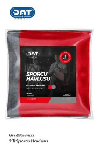 Gym Fitness Spor Havlusu – Siyah Sporcu Havlusu Hızlı Kuruyan Ter Emici Microfiber - kırmızıgri 