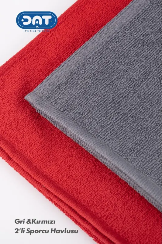 Gym Fitness Spor Havlusu – Siyah Sporcu Havlusu Hızlı Kuruyan Ter Emici Microfiber - kırmızıgri - 6