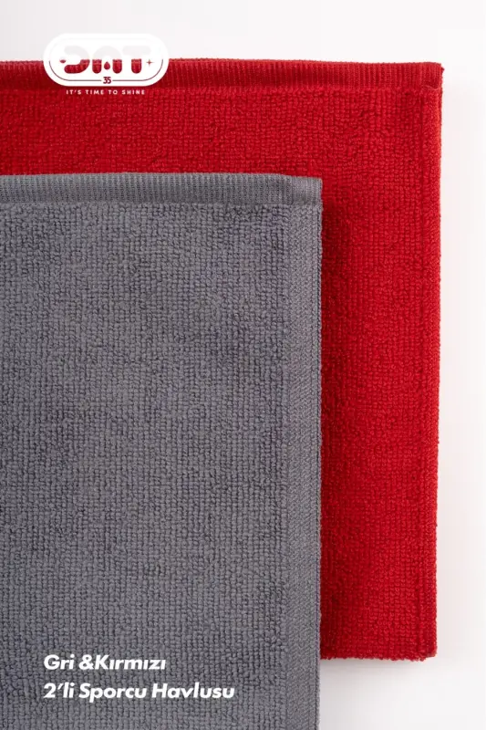 Gym Fitness Spor Havlusu – Siyah Sporcu Havlusu Hızlı Kuruyan Ter Emici Microfiber-kırmızıgri - 8