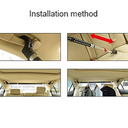 GZHENH Telescopic Extendable Stainless Steel Curtain Pole, Car Expandable Clothes Rod Bar Wardrobe Rail Curtain Rod ForTravel-Perfect Car, Trucks (Color: Black, Size: 994mm) - 5