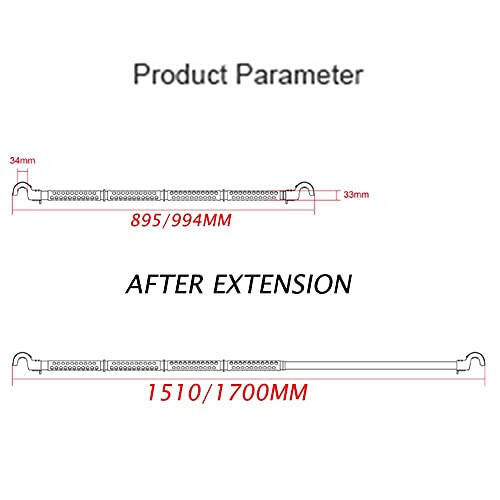 GZHENH Teleskopik Kengaytiriladigan Zanglamas poʻlatdan parda tayoqchasi, Avtomobil Kengaytiriladigan Kiyimlar tayanch bar Garderob Reylagi Pardalar Tayanch Avtomobillar uchun mukammal-mukammal, Yuk mashinalari (Rang: Qora, Hajmi: 994 mm) - 6